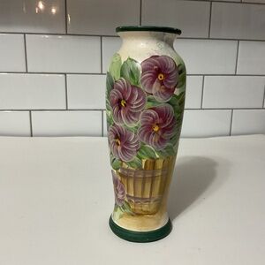 Hand Painted Ceramic Vase With Floral Design